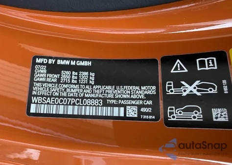 2023 BMW M8 Competition z USA, uszkodzony, nr VIN WBSAE0C07PCL08883